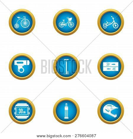 Cycleway Icons Set. Flat Set Of 9 Cycleway Icons For Web Isolated On White Background