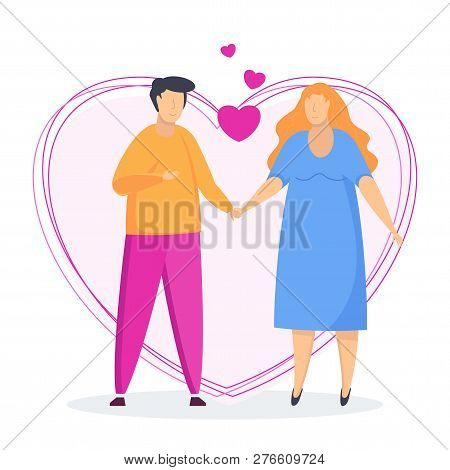 Happy Couple Of Young People In Love. Characters For Valentine Day.