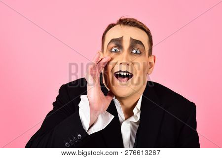 Secretly Between You And Me. Performance Art And Pantomime. Actor Acting Secret. Mime Artist. Mime W