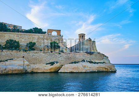 The Huge Wall Of St Christopher Bastion With Rotunda (chapel) Of The Siege Bell War Memorial On The 