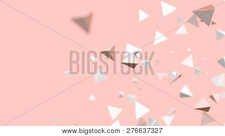 Abstract Light Coral Background With Triangle Particles. 3d Render Illustration