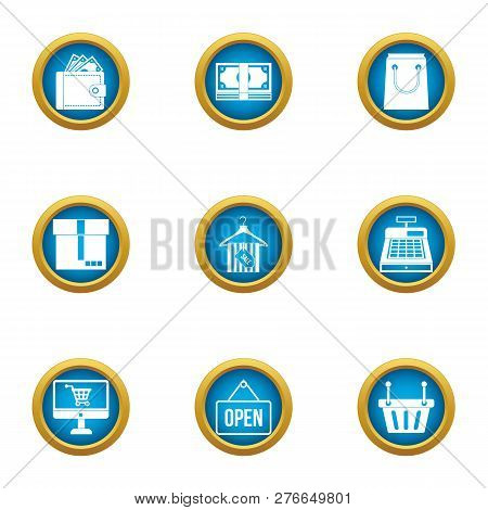 Unlatch Store Icons Set. Flat Set Of 9 Unlatch Store Icons For Web Isolated On White Background
