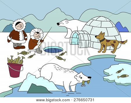 North Pole Vector. Educational Game For Kids Educational Game. Arctic Animals