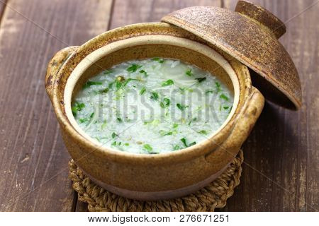 Nanakusagayu, Japanese traditional custom, eating of rice porridge with seven spring herbs in January 7.