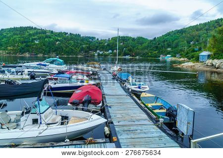 View Of The Marina In L-anse-de-roche, Along The Saguenay Fjord, In Quebec, Canada