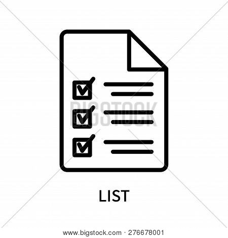 List Icon Isolated On White Background. List Icon Simple Sign. List Icon Trendy And Modern Symbol Fo