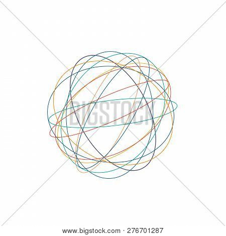 Tangled Circle Clew, Colored Intricate Texture. Chaotic Colorful Tangled Circles. Chaos Stripes. Vec