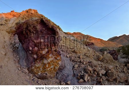 Beautiful Colored Violet And Orange Rocks Of Yeruham Wadi,middle East,israel,negev Desert