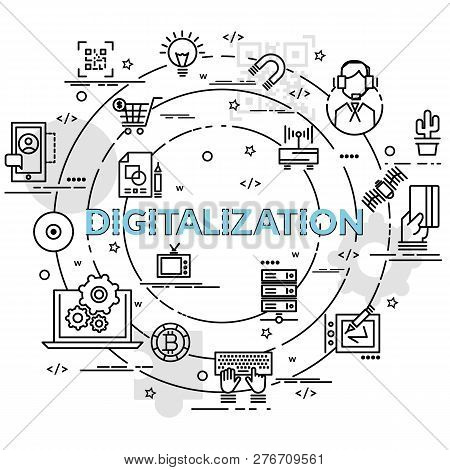 Flat Colorful Design Concept For Digitilization. Infographic Idea Of Making Creative Products.
Templ