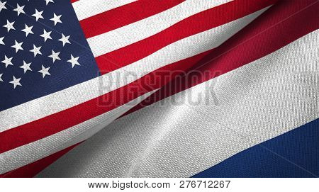 Netherlands And United States Two Flags Textile Cloth Fabric Texture