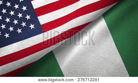 Nigeria And United States Two Flags Textile Cloth Fabric Texture