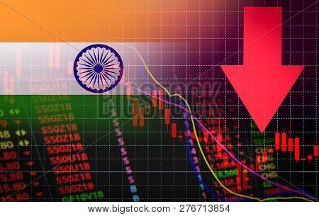 India Bombay Stock Exchange Market Crisis Red Market Price Down Chart Fall Stock Analysis Or Forex C