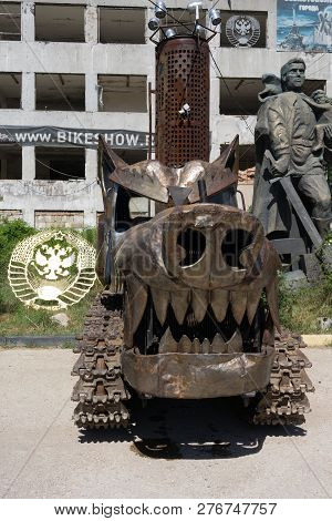 Sevastopol, Crimea-may 31, 2018: Tractor In The Form Of A Wolf At The Exhibition Of Cars In The Muse