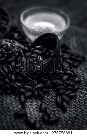 Home Remedy To Cure Lice Or Joon On Brown Colored Surface I.e. Custard Apple Seeds Dried And Powdere
