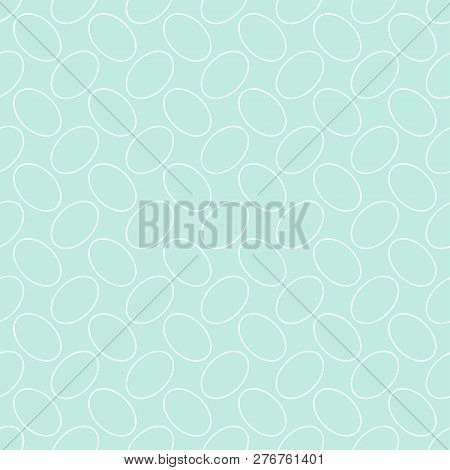 Seamless Geometric Pattern, Outline Of Eggs On Light Green Background, Stripes Abstract Template, Ve