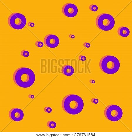 Raster Illustration. Yellow Background And Violet Circles.