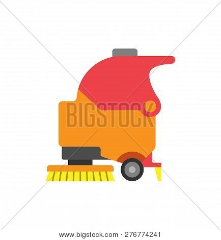Floor Care And Cleaning Services Tool Vector Icon. Washing Machine In Supermarket Shop Store With Br