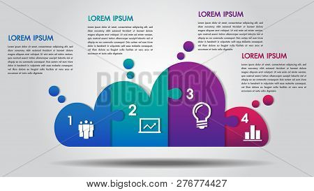 Cloud Design Business Infographics 4 Steps Options Puzzle Vector For Chart, Diagram, Web Design, Pre