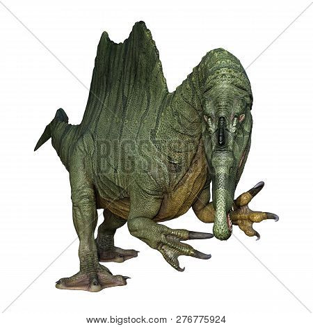 3D Rendering Dinosaur Spinosaurus On White