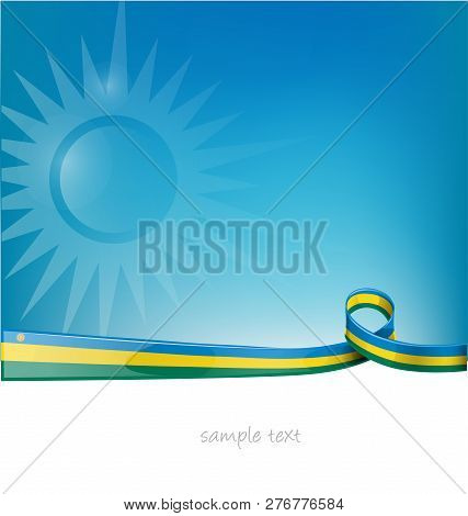 Rwanda Ribbon Flag On Blue Sky Background