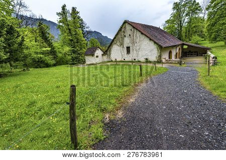 Hofstetten Bei Brienz, Switzerland -  April 2017: Houses Of Once Upon A Time In Ballenberg Open Air 