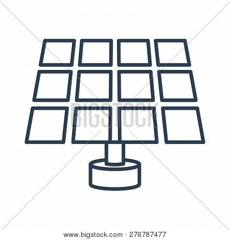 Solar Energy Panel And Sun. Icon Vector Isolated Background Line Art.
