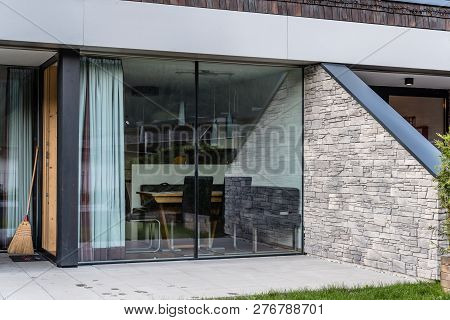 Mittersill, Austria - August 7, 2017: Modern Tourist Accommodation For Holiday Rental In Austrian Al