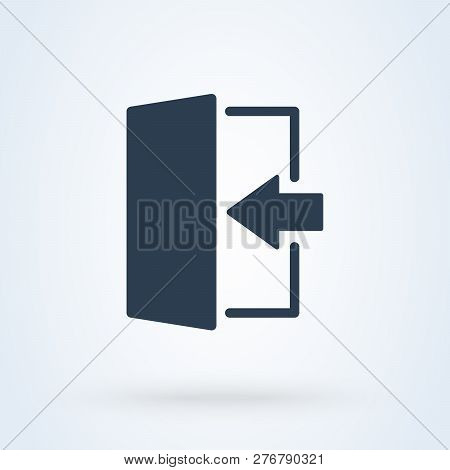 Exit Door Arrow. Logout And Emergency Icon Vector