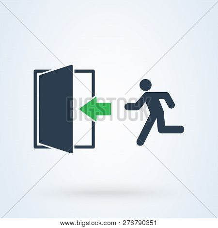 Emergency Exit Sign Vector. Illustration Symbol Green Door