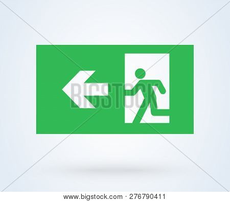 Emergency Exit Sign Vector. Illustration Symbol Green Door