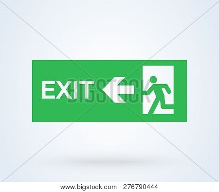 Emergency Exit Sign Vector. Illustration Symbol Green Door