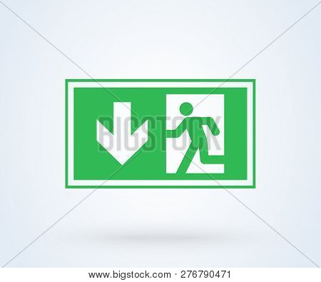 Emergency Exit Sign Vector. Illustration Symbol Green Door
