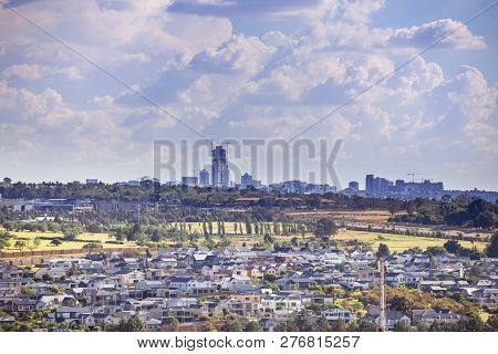 Johannesburg, South Africa, 7 December - 2018: View Over Housing Estate Towards City Centre In The D