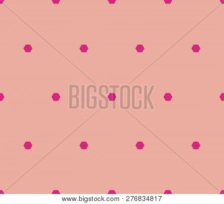 Vector Minimalist Geometric Seamless Pattern With Small Hexagons, Dots. Bright Colorful Funky Style 