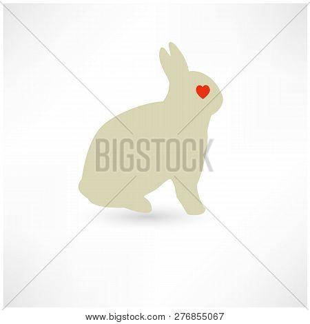 Easter Rabbit Bunny Silhouette With Heart Shape