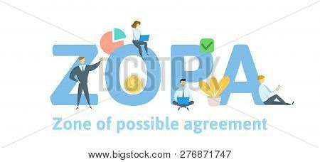 Zopa, Zone Of Possible Agreement. Concept With Keywords, Letters And Icons. Flat Vector Illustration