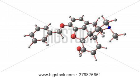 Benzylmorphine Molecular Structure Isolated On White