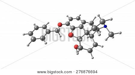 Benzylmorphine Molecular Structure Isolated On White
