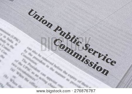 Maski,karnataka,india - January 4,2019 : Union Public Service Commission Printed In Book With Large 