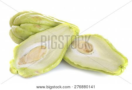 Mirliton Squash In Front Of White Background