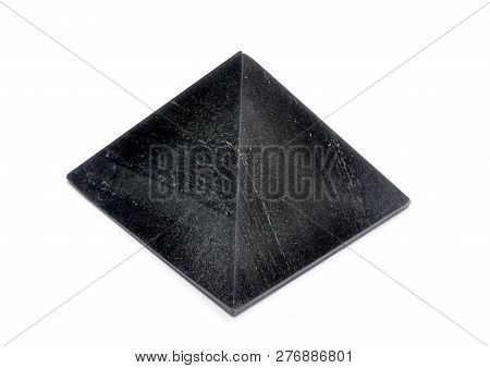 Detail View, Black Gemstone Shungit And White Background