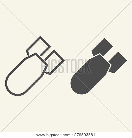 Submarine Warhead Line And Glyph Icon. Torpedo Vector Illustration Isolated On White. Missile Outlin