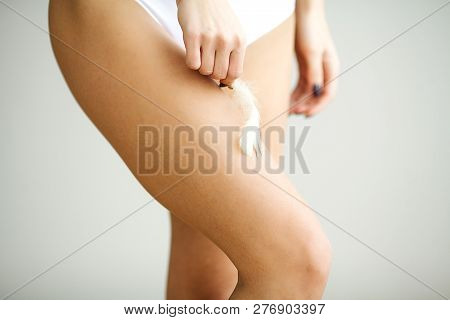 Long Woman Legs With Beautiful Soft Skin. Beauty Body Care