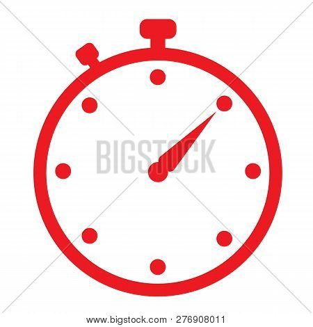 Red Stopwatch Icon On White Background. Flat Style. Stopwatch Icon For Your Web Site Design, Logo, A