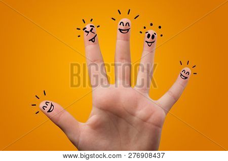 Waggish happy fingers with team building concept