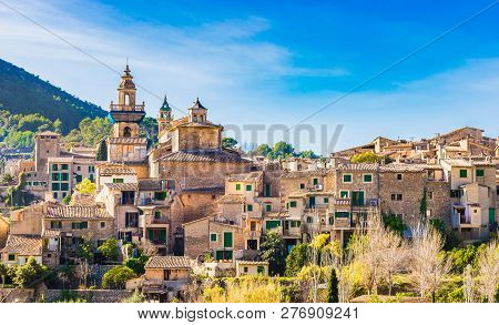 Old Mediterranean Village Of Valldemossa On Majorca Island, Spain