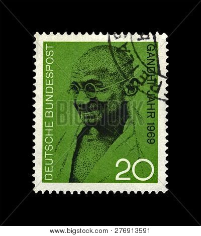 Germany - Circa 1969: Canceled Stamp Printed In Germany Shows Mahatma Gandhi (1869-1948) Aka Mohanda