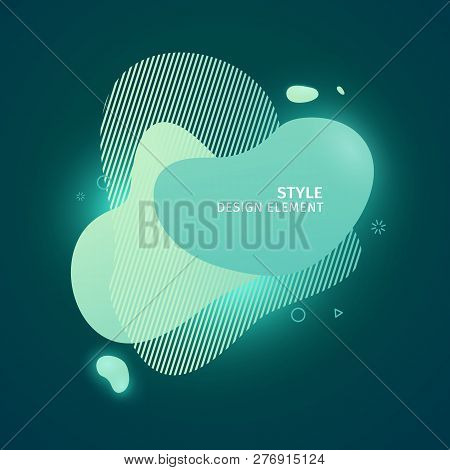 Abstract Modern Graphic Elements. Dynamical Green Neon Colored Forms. Gradient 3d Abstract Banners W