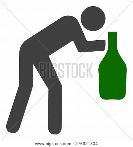 Drunky Man Vector Icon Symbol. Flat Pictogram Is Isolated On A White Background. Drunky Man Pictogra
