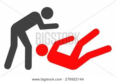 Judo Struggle Vector Icon Symbol. Flat Pictogram Is Isolated On A White Background. Judo Struggle Pi